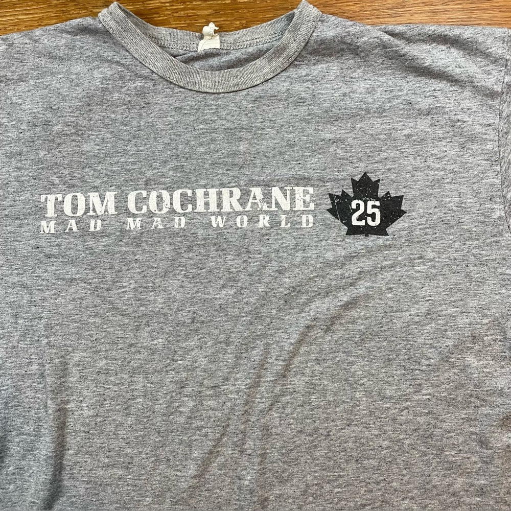 Tom Cochrane T-Shirt Men’s Medium Gray Mad Mad World 25 Years Canadian Tour 2017